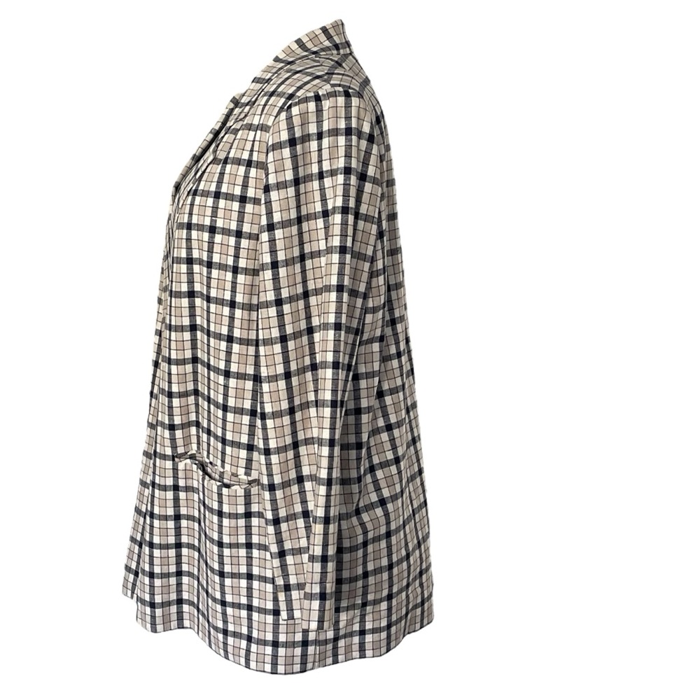 Requirements Vintage Plaid linen Blazer with One Button Closure size 18 W - Picture 2 of 7